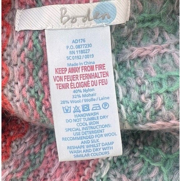 Boden Scarf Knit Brown Red Fair Isle Mohair Wool Blend Warm One Size - Picture 5 of 5